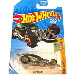Die Cast Hot Wheels 50th Anniversary Surf Crate Surfs Up Car 4/5 Green Chrome